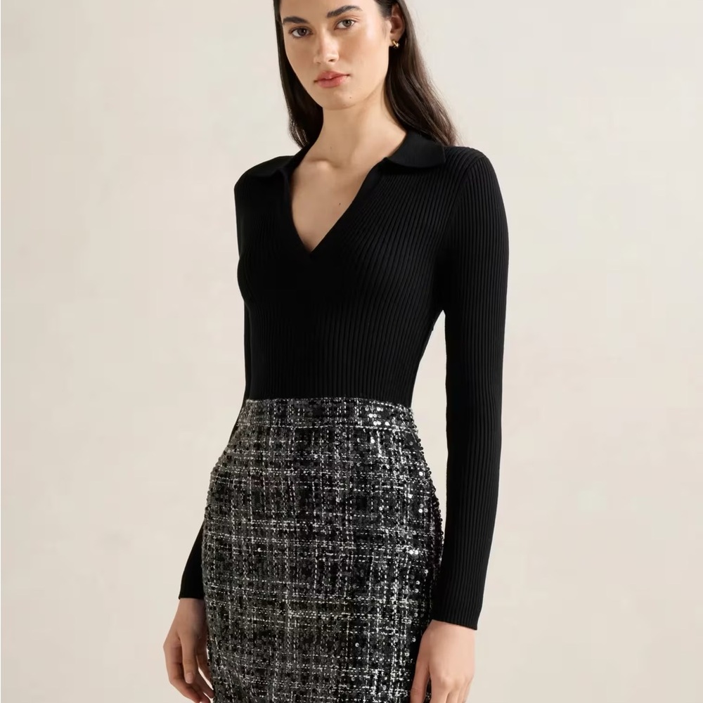 Evernew boucle mix mini dress